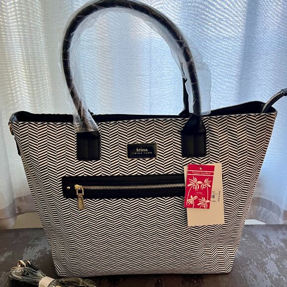 Trina Turk Double Handed Print Tote with Detachable Shoulder Strap - Picture 1 of 2